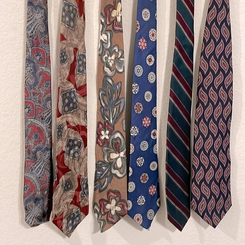 Christian Dior & Oscar De La Renta Men’s Neck Tie Bundle (6) Preppy Colorful